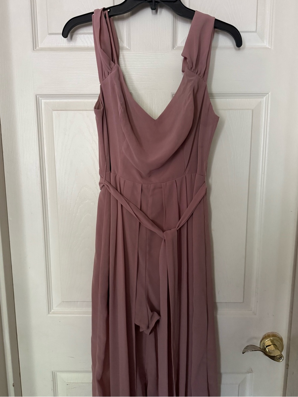 Women's Mauve Cowl Neck Dress with Waist Tie and Shorts